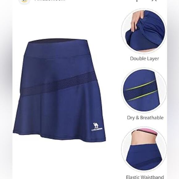 Pants - Women's Tennis Skort High Elastic Waist Golf Athletic Running Skirt Gym Yoga L